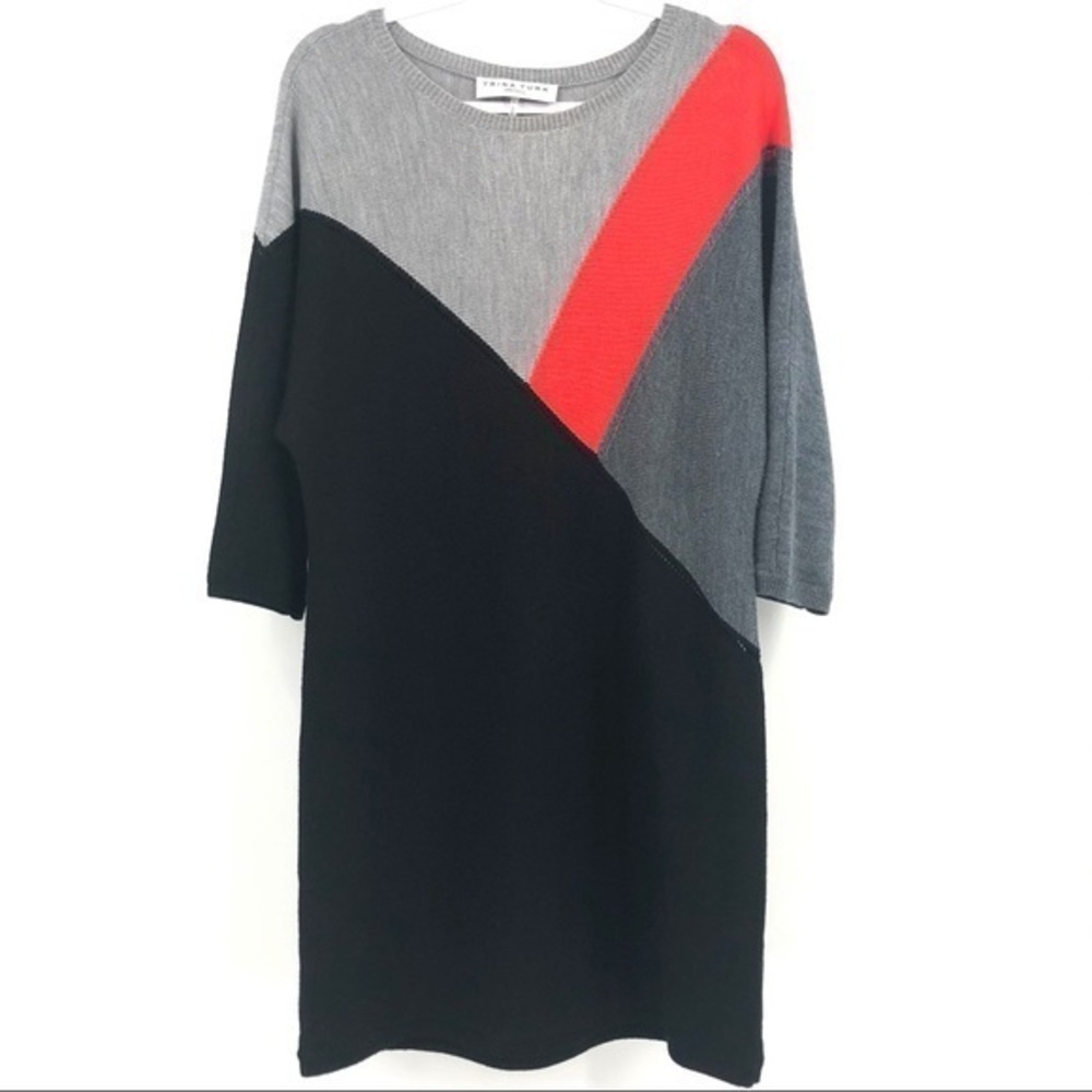 TRINA TURK Color Block Merino Wool Size L Dress